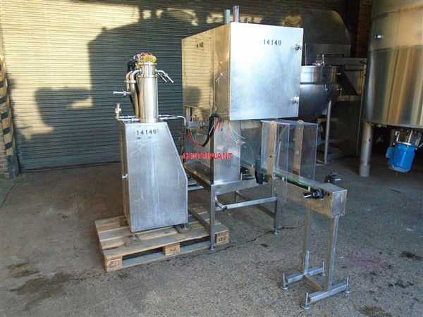 14149 - MASTERFIL TWIN HEAD AUTOMATIC 5 LITRE FILLER WITH 2.7 M LONG CONVEYOR